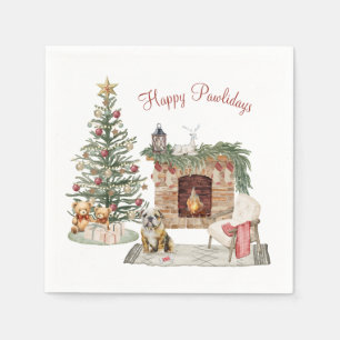 Servilleta De Papel Feliz Pawlidays Diseño de Perro - Bulldog Inglés