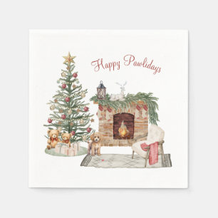Servilleta De Papel Feliz Pawlidays Diseño de Perro - Caniche