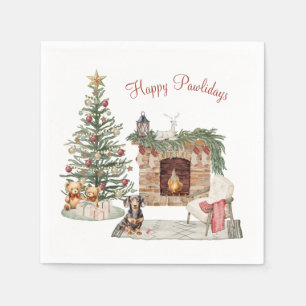 Servilleta De Papel Feliz Pawlidays Diseño de Perro - Dachshund