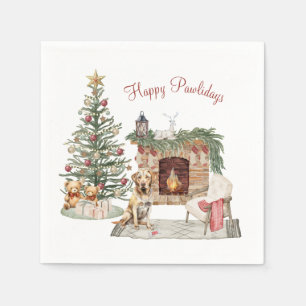 Servilleta De Papel Feliz Pawlidays Diseño de Perro - Labrador Retriev