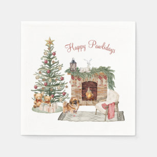 Servilleta De Papel Feliz Pawlidays Diseño de Perro -Pekinés