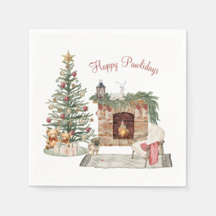 Servilleta De Papel Feliz Pawlidays Diseño de Perro - Pug