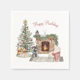 Servilleta De Papel Feliz Pawlidays Diseño de Perro - Schnauzer Miniat