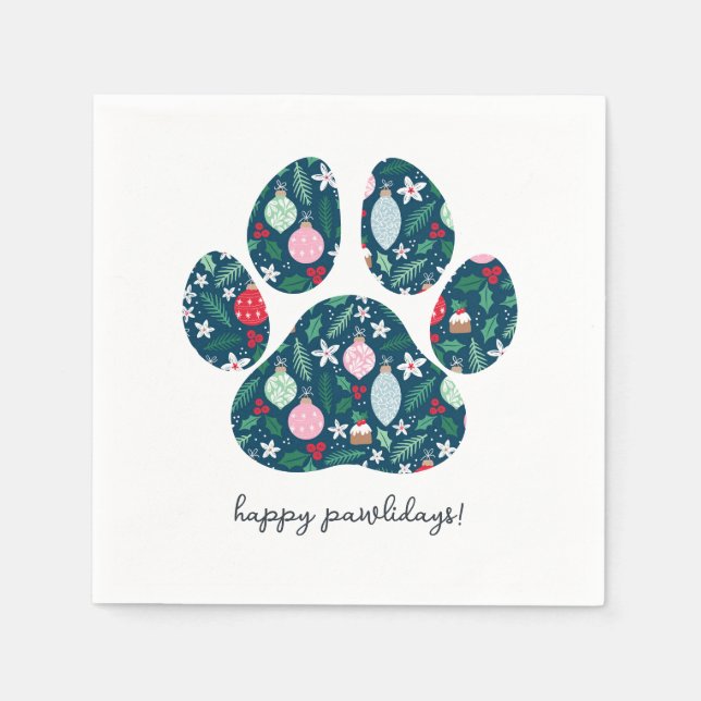 Servilleta De Papel Feliz Pawlidays Navidad Perro Amante Servilletas d (Anverso)