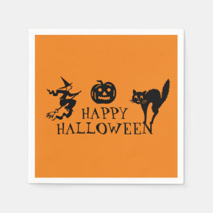 Servilleta De Papel Feliz periódico negro y naranja de Halloween