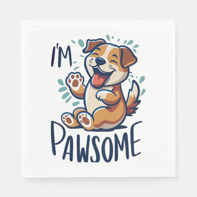 Servilleta De Papel Feliz perro pawsome Classic T-Shirt (Anverso)