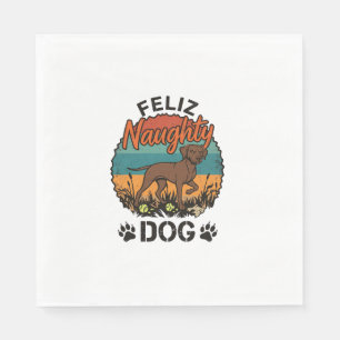 Servilleta De Papel Feliz Perro Travieso Marrón Huellas de Pata de Sol