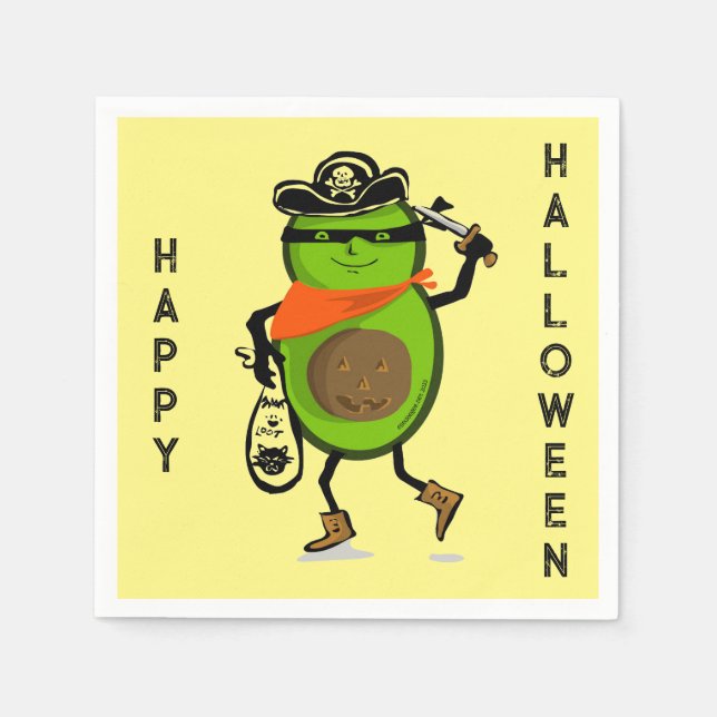 Servilleta De Papel Feliz pirata aguacate de Halloween (Anverso)