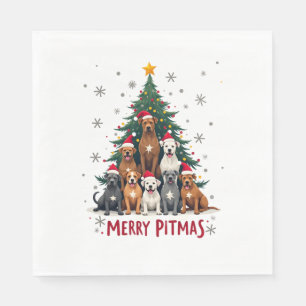 Servilleta De Papel Feliz Pitmas Pitbull Perro Suéter Feo De Navidad T