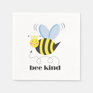 Servilleta De Papel Feliz princesa de abejas con corona y lema Bee Kin