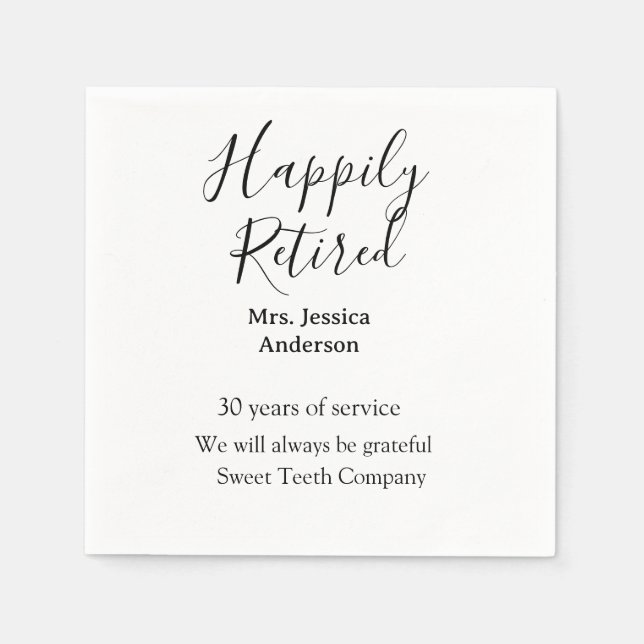 Servilleta De Papel Feliz retiro añadir nombre años de servicio jubila (Anverso)