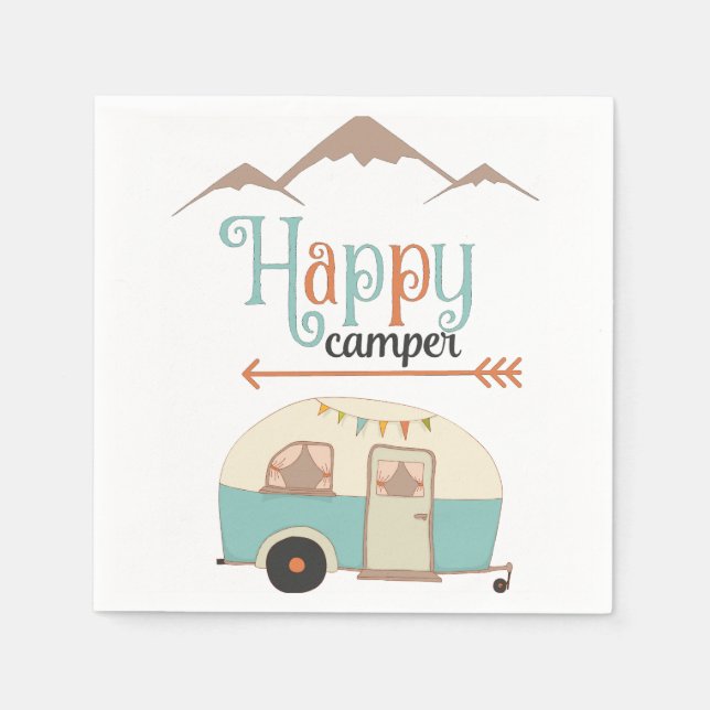 Servilleta De Papel FELIZ RV CAMPER Cute Retro (Anverso)