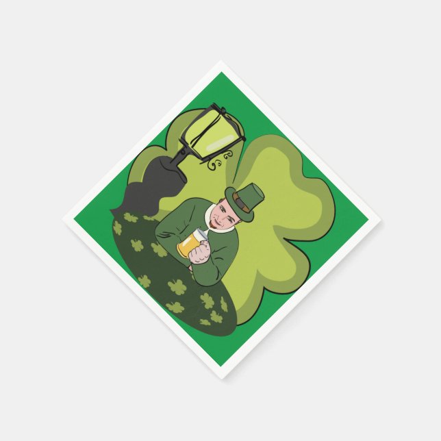 SERVILLETA DE PAPEL "FELIZ SAN. DÍA DE PATRICK" LEPRECHAUN (Borde)