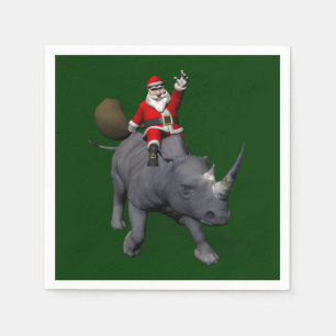 Servilleta De Papel Feliz Santa Claus al rinoceronte rinoceronte