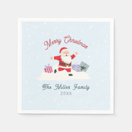 Servilleta De Papel Feliz Santa, Navidades azul claro