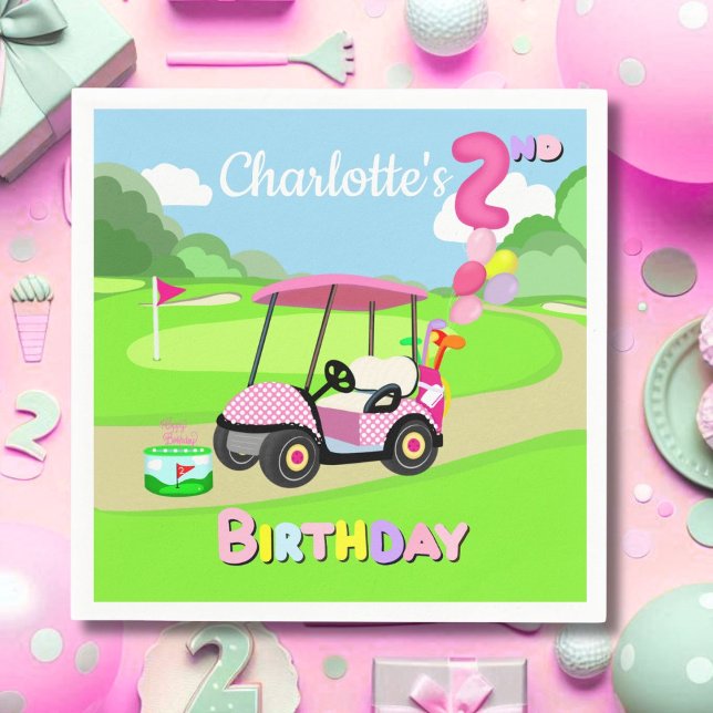 Servilleta De Papel Feliz segundo cumpleaños lunares rosa niña golf  (Subido por el creador)
