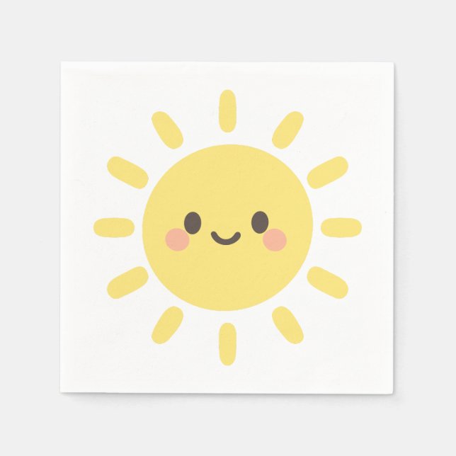 Servilleta De Papel Feliz Sol Amarillo con Cara Sonriente  (Anverso)