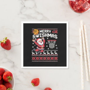 Servilleta De Papel Feliz Swishmas Baloncesto Feo Navidad Xmas 