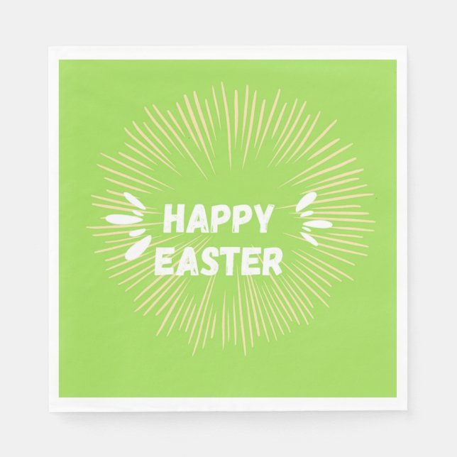 Servilleta De Papel Feliz texto de Pascua al verde (Anverso)