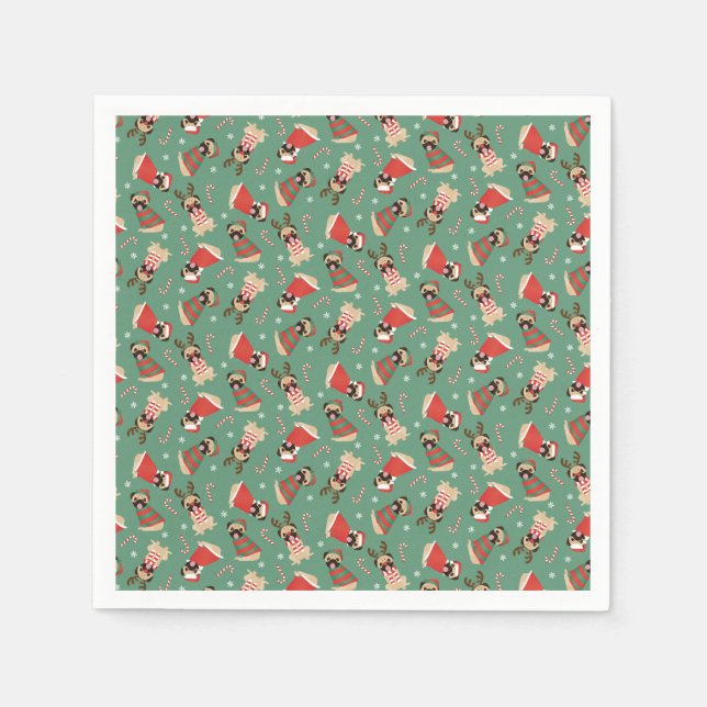 Servilleta De Papel Feliz Woofmas Perros Pug (Anverso)
