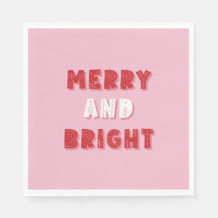 Servilleta De Papel Feliz y brillante, Feliz Navidad, Navidades, rosa