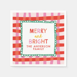 Servilleta De Papel Feliz y brillante Personalizado Holiday Red & Pink