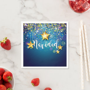 Servilleta De Papel Felize Navidad Gold Stars Navidades Cocktail