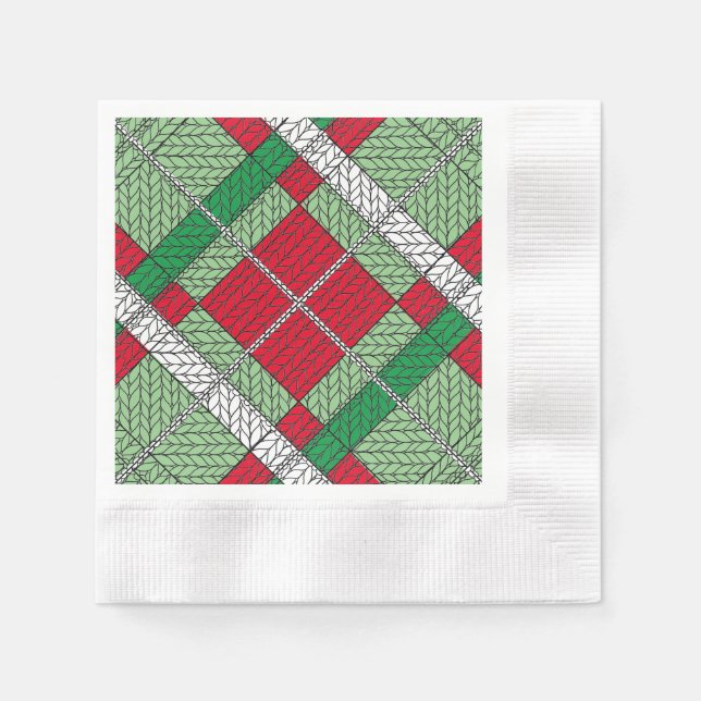 Servilleta De Papel FERIADO ARGYLE KNIT Cocktail Napkins (Anverso)