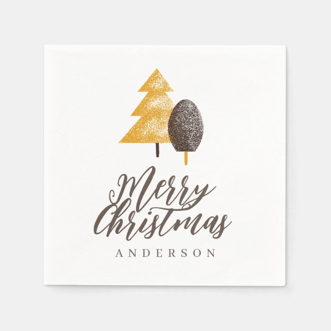 Servilleta De Papel Ferry Christmas Personalizado Gold Tree Napkins (Anverso)