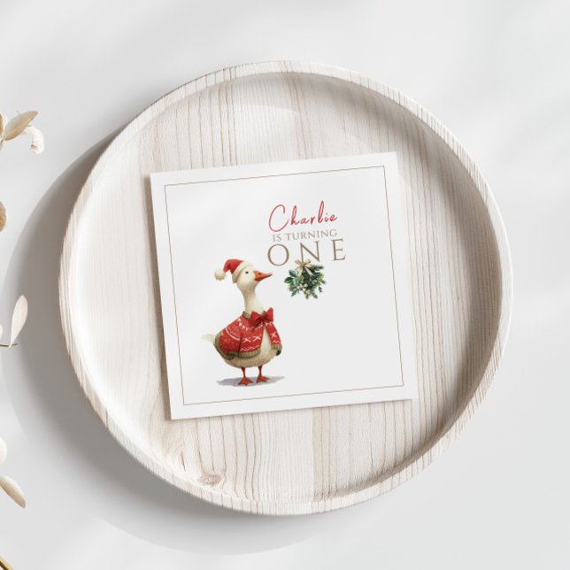 Servilleta De Papel Fest Winter Birthday One Silly Christmas Goose  (Subido por el creador)