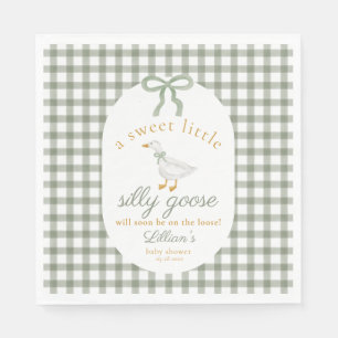 Servilleta De Papel Festa de Bebé Silly Goose Green Gingham Cottagcore