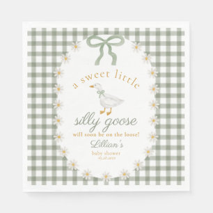 Servilleta De Papel Festa de Bebé Silly Goose Green Gingham Cottagecor
