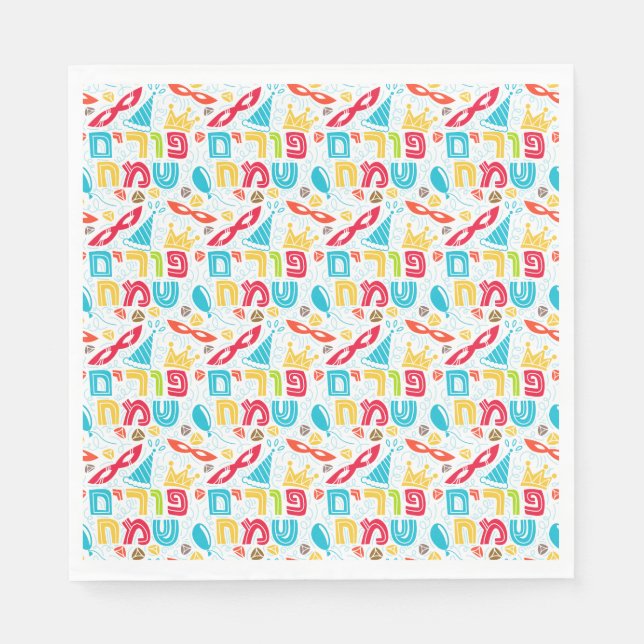 Servilleta de papel festiva de Purim (Anverso)