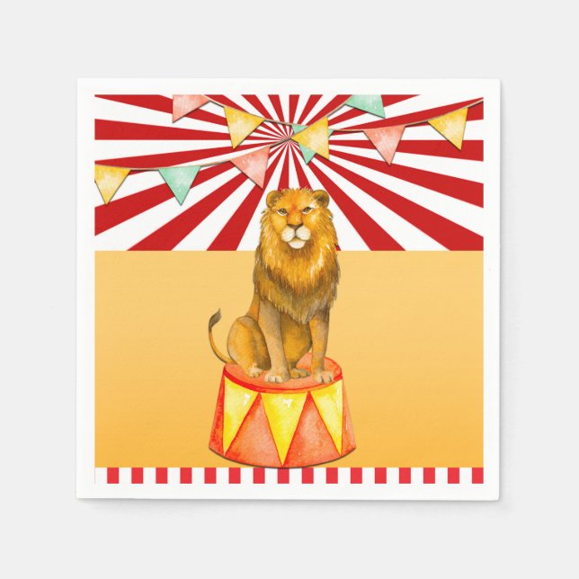 Servilleta De Papel Festival de Baby Shower de Circus Lion (Anverso)