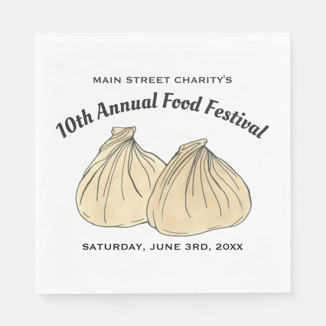 Servilleta De Papel Festival de comida chino Dim Sum Shumai Dumpling (Anverso)