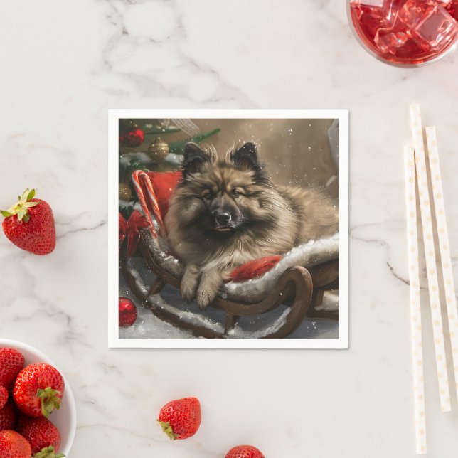 Servilleta De Papel Festival de Navidades de perro de keeshond (In situ)