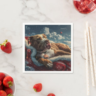 Servilleta De Papel Festival de Navidades de Pitbull Dog