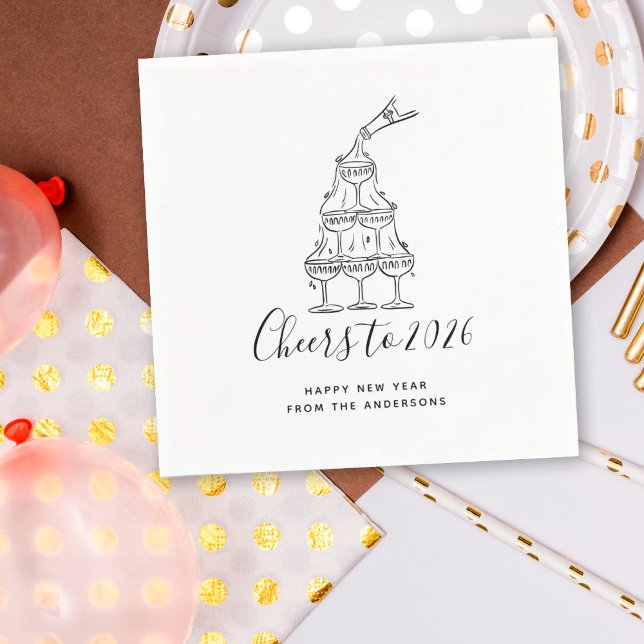 Servilleta De Papel Festive Hand Drawn Cheers to New Year Party (Subido por el creador)