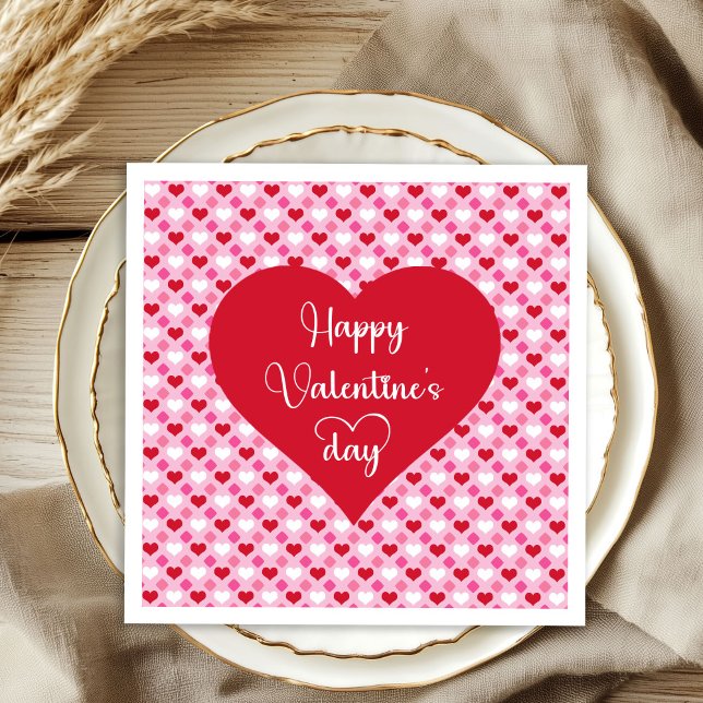 Servilleta De Papel Festive Hearts Happy Valentine’s Day Napkins (Festive Hearts Happy Valentine’s Day Napkins)
