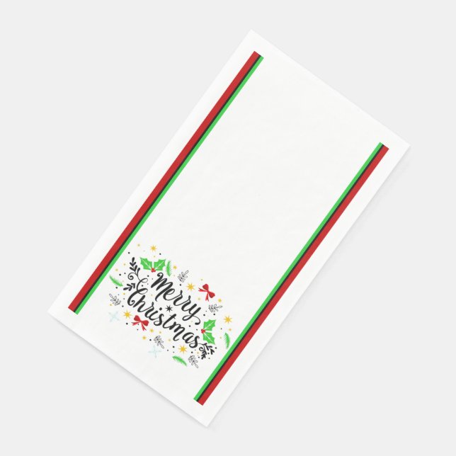 Servilleta De Papel Festive Merry Christmas   Paper Guest Towels (Esquina)
