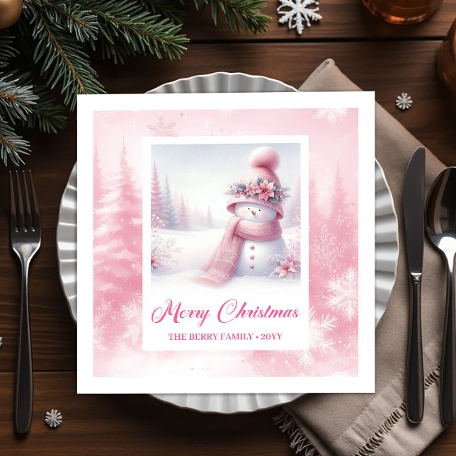 Servilleta De Papel Festive Pinkmas Christmas Scene Napkins Kids Party (Festive Pinkmas Christmas Scene Napkins Kids Party Fun)