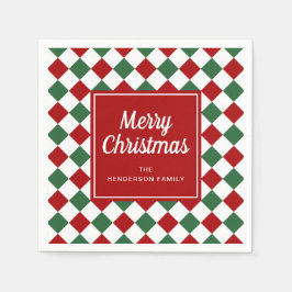 Servilleta De Papel Festive Red Checks Feliz Navidad