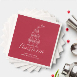 Servilleta De Papel Festive Red Cheers to New Year Party