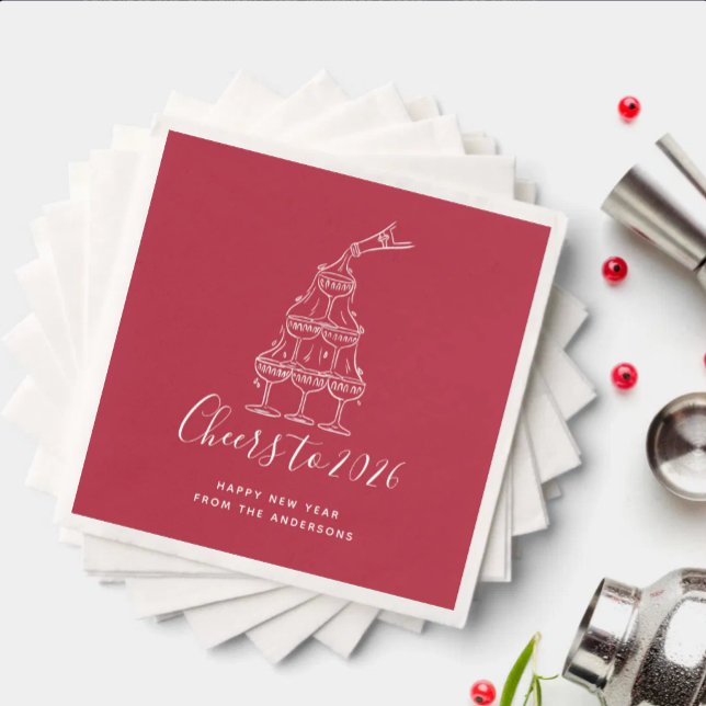 Servilleta De Papel Festive Red Cheers to New Year Party (Subido por el creador)