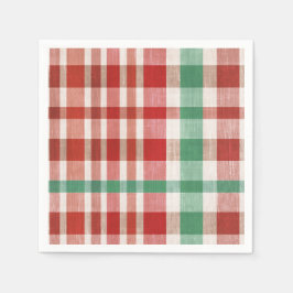 Servilleta De Papel Festive Retro Red Green Textured Plaid
