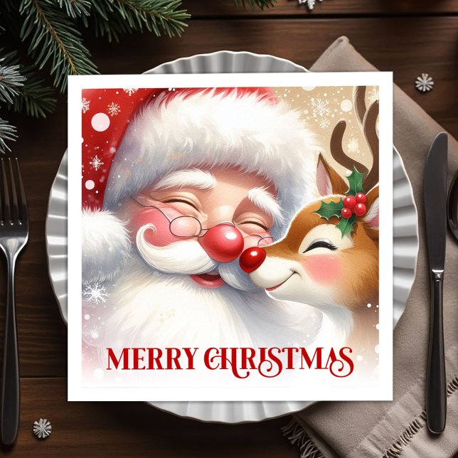 Servilleta De Papel Festive Santa and Rudolph Christmas Napkins Dinner (Festive Santa and Rudolph Christmas Napkins Dinner Tableware

)