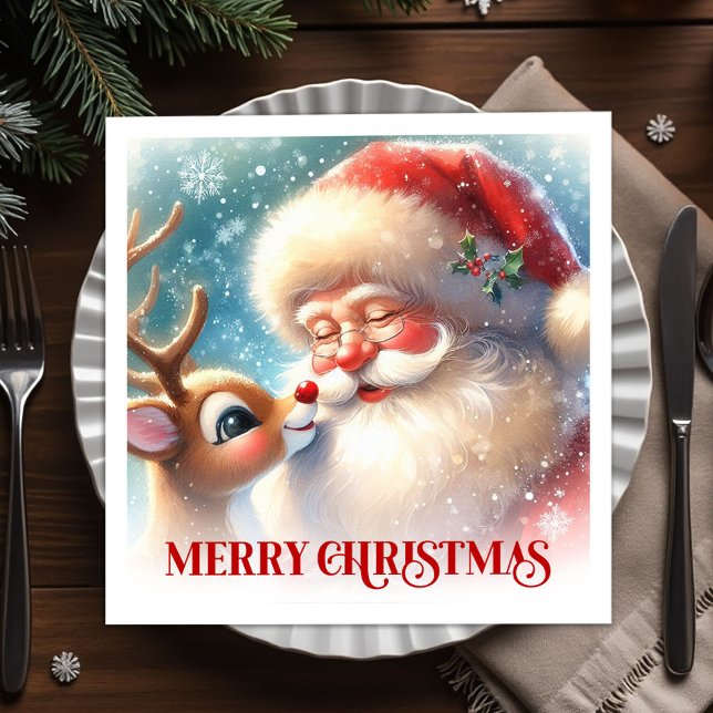 Servilleta De Papel Festive Santa Claus Rudolph Holiday Napkins Dinner (Festive Santa Claus Rudolph Holiday Napkins Dinner Tableware

)