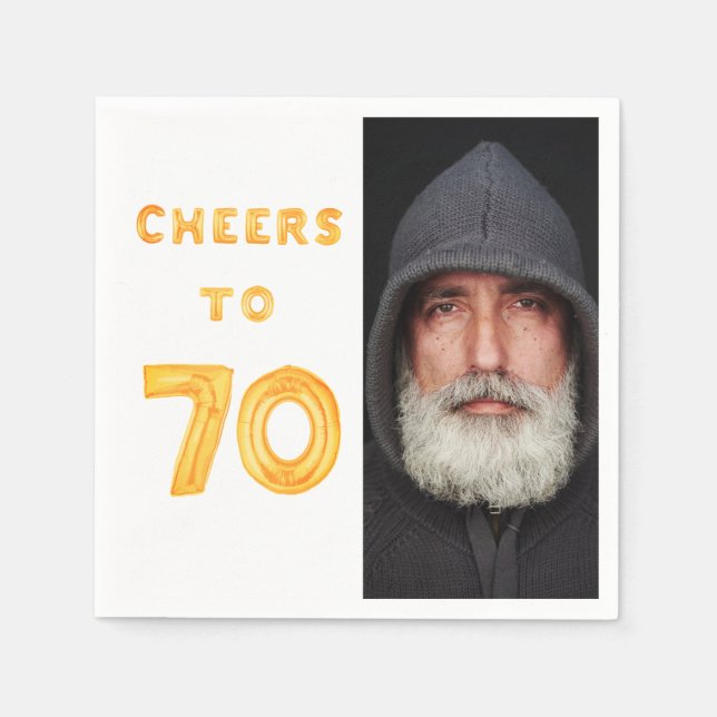 Servilleta De Papel festividad de 70 años foto globos de oro oveja (Anverso)