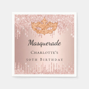 Servilleta De Papel Festividad de cumpleaños de rosa de mascarada