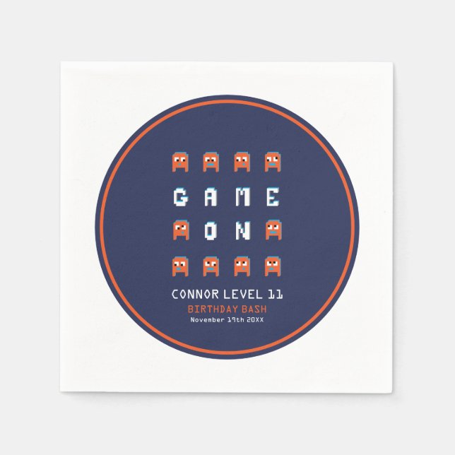 Servilleta De Papel Festividad de cumpleaños del naranja Alien Monster (Anverso)